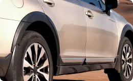 Side of a silver Subaru