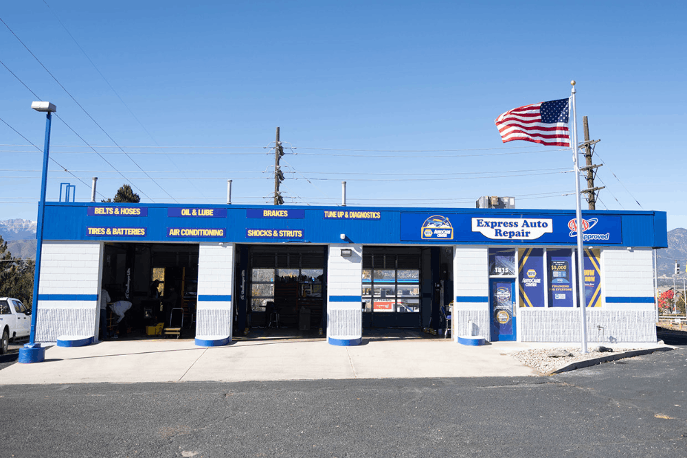 Summer prep, auto repair in Colorado Springs, CO, at Express Auto Repair. Image of the Express Auto Repair facility exterior, showcasing a trusted full-service auto repair shop specializing in European and Japanese vehicle maintenance, diagnostics, and repairs to help drivers maintain reliability, performance, and long-term vehicle health.